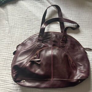 Matt Nat Purple Faux Leather Half Moon Large Shoulder Bag Purse Zip Around